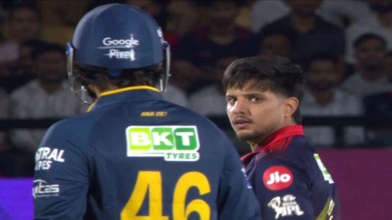 Rasikh Salam-Rahul Tewatia In Death Stare Competition, RCB Players Gather – Rasikh Salam और Rahul Tewatia का तीखा आईपीएल टकराव: RCB ने GT को 92 रन से हराया