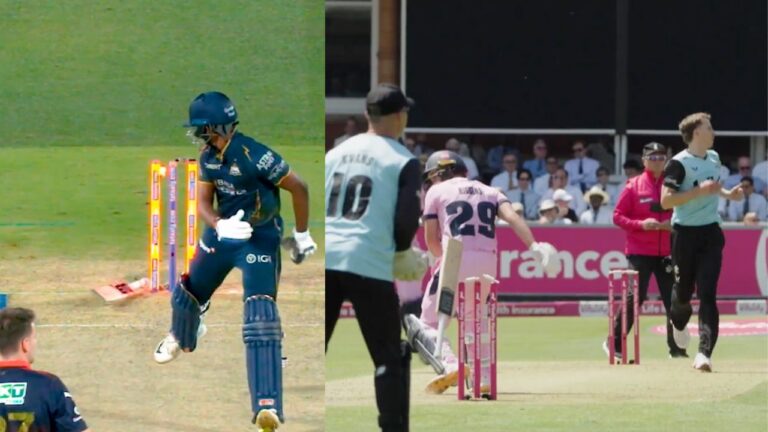 Watch- Sai Sudarshan’s Comical Hit Wicket Copied In England – साई सुदर्शन के बाद इंग्लैंड में भी हिट विकेट का ड्रामा, टी20 क्रिकेट में बढ़ती अजीबोगरीब घटनाएं